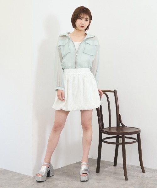 REDYAZEL（レディアゼル）の「フロントポケットシアージャケット（ノーカラージャケット・レディース・ブラック/オフホワイト/ベージュ/ミント・FREE）」の12枚目の写真