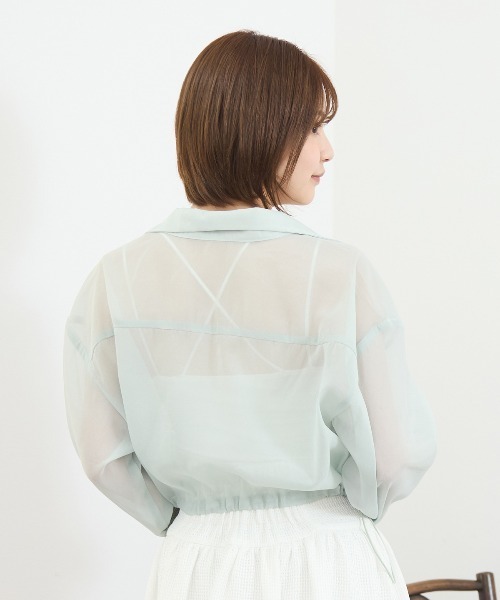 REDYAZEL（レディアゼル）の「フロントポケットシアージャケット（ノーカラージャケット・レディース・ブラック/オフホワイト/ベージュ/ミント・FREE）」の14枚目の写真