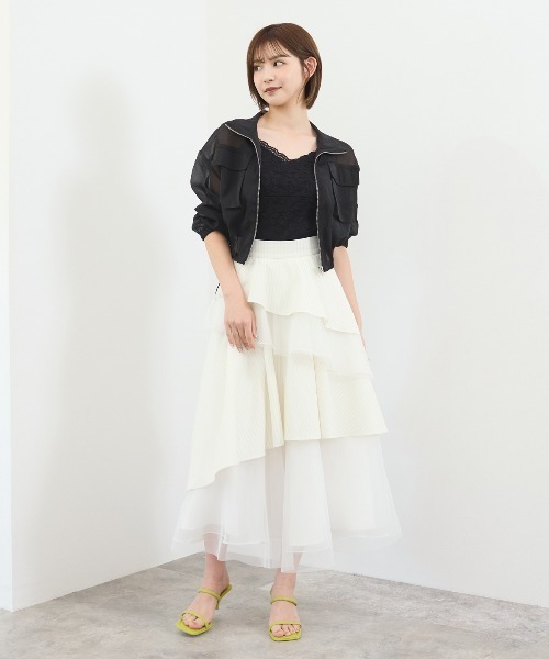 REDYAZEL（レディアゼル）の「フロントポケットシアージャケット（ノーカラージャケット・レディース・ブラック/オフホワイト/ベージュ/ミント・FREE）」の17枚目の写真