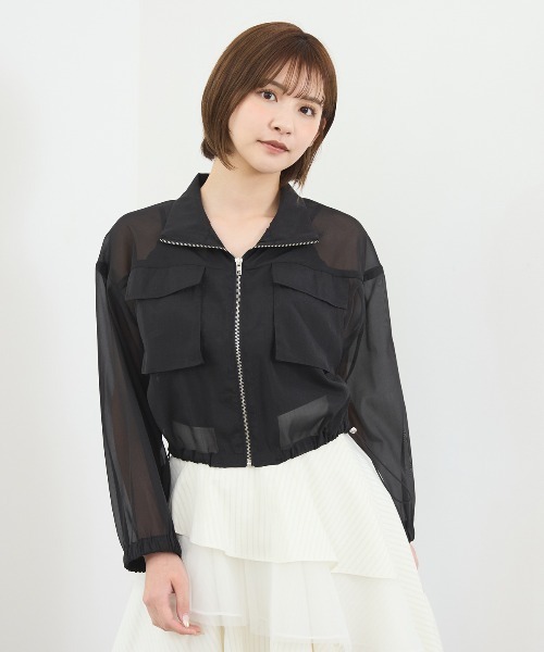 REDYAZEL（レディアゼル）の「フロントポケットシアージャケット（ノーカラージャケット・レディース・ブラック/オフホワイト/ベージュ/ミント・FREE）」の18枚目の写真