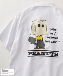 PEANUTS（ピーナッツ）の「【75】【PEANUTS/ピーナッツ】×【NUTMEG/ナツメグ】ダブルネーム ロゴ刺繍 Mr.SUCK グラフィック バックプリント ミリタリーシャツ/ビッグシルエット（シャツ/ブラウス・メンズ）」