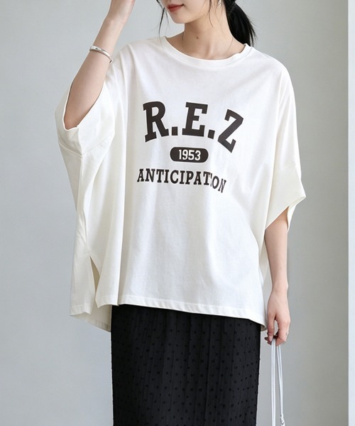 ONEP STAR(ワンピスター)の「プリント入りオーバーサイズTシャツ(Tシャツ/カットソー・レディース・ベージュ/ブラック×イエロー/モカ/グレー×サックスブルー/ホワイト×イエロー/ホワイト×ブラック/グレー×ホワイト・MEDIUM)」の11枚目の写真