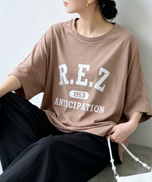 ONEP STAR(ワンピスター)の「プリント入りオーバーサイズTシャツ(Tシャツ/カットソー・レディース・ベージュ/ブラック×イエロー/モカ/グレー×サックスブルー/ホワイト×イエロー/ホワイト×ブラック/グレー×ホワイト・MEDIUM)」の18枚目の写真