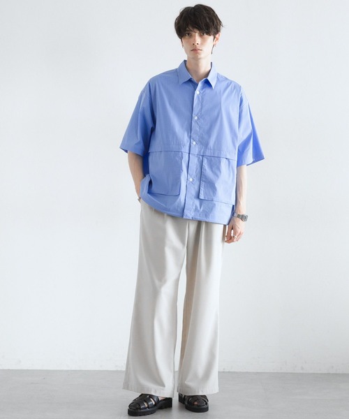 RAGEBLUE（レイジブルー）の「ミニチェック柄ビッグポケットドロストシャツ（シャツ/ブラウス・メンズ・ネイビー/オフホワイト/ライトブルー・MEDIUM/LARGE）」の10枚目の写真