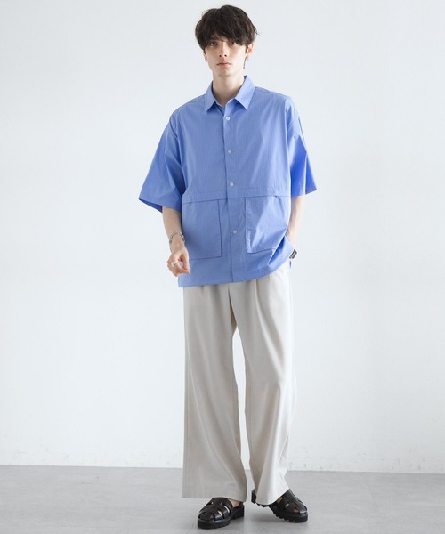 RAGEBLUE（レイジブルー）の「ミニチェック柄ビッグポケットドロストシャツ（シャツ/ブラウス・メンズ・ネイビー/オフホワイト/ライトブルー・MEDIUM/LARGE）」の11枚目の写真