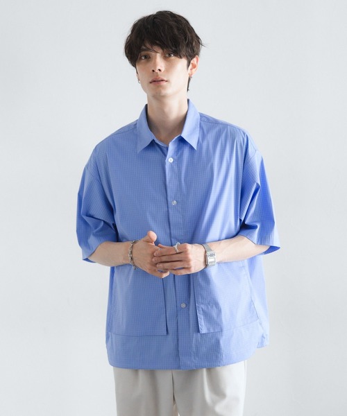 RAGEBLUE（レイジブルー）の「ミニチェック柄ビッグポケットドロストシャツ（シャツ/ブラウス・メンズ・ネイビー/オフホワイト/ライトブルー・MEDIUM/LARGE）」の13枚目の写真