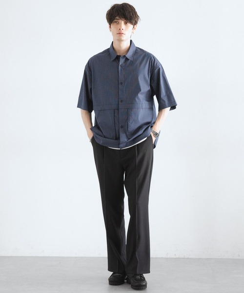 RAGEBLUE（レイジブルー）の「ミニチェック柄ビッグポケットドロストシャツ（シャツ/ブラウス・メンズ・ネイビー/オフホワイト/ライトブルー・MEDIUM/LARGE）」の14枚目の写真