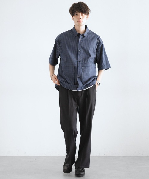 RAGEBLUE（レイジブルー）の「ミニチェック柄ビッグポケットドロストシャツ（シャツ/ブラウス・メンズ・ネイビー/オフホワイト/ライトブルー・MEDIUM/LARGE）」の15枚目の写真