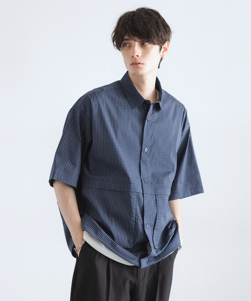 RAGEBLUE（レイジブルー）の「ミニチェック柄ビッグポケットドロストシャツ（シャツ/ブラウス・メンズ・ネイビー/オフホワイト/ライトブルー・MEDIUM/LARGE）」の17枚目の写真