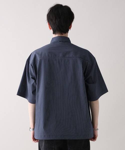 RAGEBLUE（レイジブルー）の「ミニチェック柄ビッグポケットドロストシャツ（シャツ/ブラウス・メンズ・ネイビー/オフホワイト/ライトブルー・MEDIUM/LARGE）」の20枚目の写真