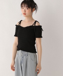ヘザー　黒 レース オフショルダー トップス Heather｜ヘザーのTシャツ/カットソー（オフショルダー）通販