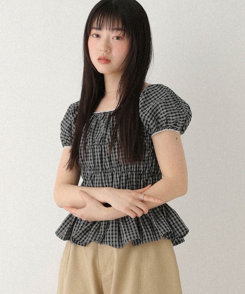 Heather(ヘザー)の「ピコレースシャーリングブラウス 573212(シャツ/ブラウス・レディース・グレー系その他/オフホワイト/ブラック系その他・FREE)」の3枚目の写真
