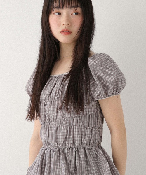 Heather(ヘザー)の「ピコレースシャーリングブラウス 573212(シャツ/ブラウス・レディース・グレー系その他/オフホワイト/ブラック系その他・FREE)」の1枚目の写真