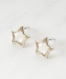 【チタンポスト】クリア星ピアス