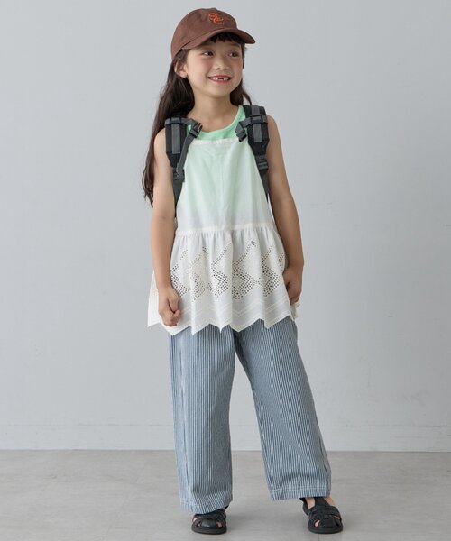 KIDS】【India】スカラップレースレイヤードキャミチュニック