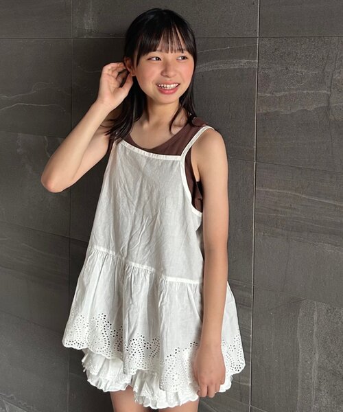 CIAOPANIC TYPY（チャオパニックティピー）の「【KIDS】【India】スカラップレースレイヤードキャミチュニック（キャミソール・キッズ・ホワイト系その他/ホワイト・MEDIUM/LARGE/X-LARGE/XX-LARGE）」の20枚目の写真