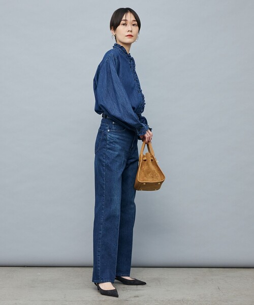 Rie Miller(リエミラー)の「【RM denim】フリルデニムブラウス(シャツ/ブラウス・レディース・インディゴブルー・FREE)」の5枚目の写真