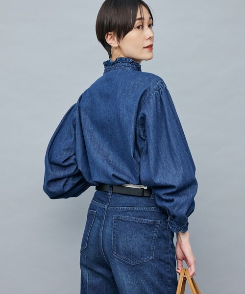未使用未開封♪【Rie Miller】デニムフリルブラウス　リエミラー RM denim】フリルデニムブラウス（シャツ/ブラウス）｜Rie