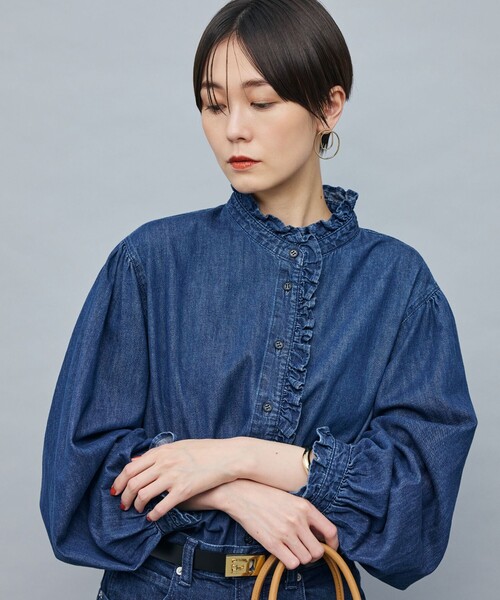 Rie Miller(リエミラー)の「【RM denim】フリルデニムブラウス(シャツ/ブラウス・レディース・インディゴブルー・FREE)」の12枚目の写真