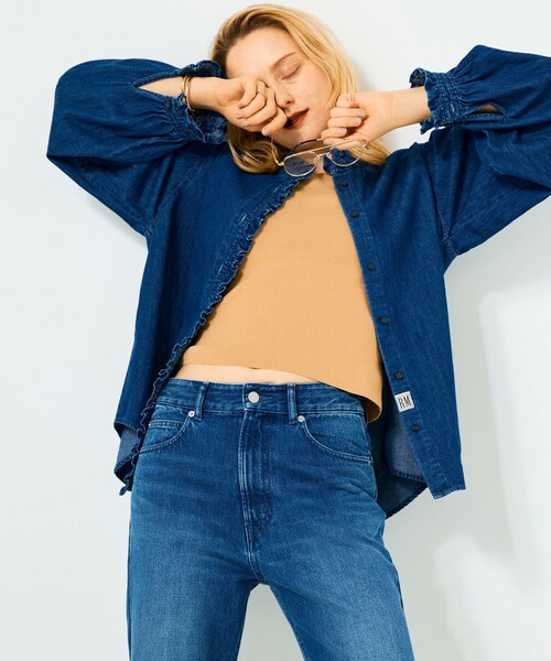 Rie Miller(リエミラー)の「【RM denim】フリルデニムブラウス(シャツ/ブラウス・レディース・インディゴブルー・FREE)」の14枚目の写真