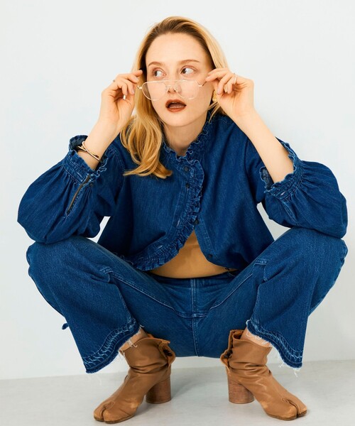 Rie Miller(リエミラー)の「【RM denim】フリルデニムブラウス(シャツ/ブラウス・レディース・インディゴブルー・FREE)」の15枚目の写真