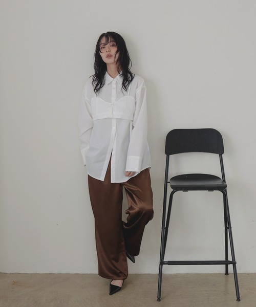 LIAN（リアン）の「サテンラインイージーパンツ（スラックス・レディース・アイボリー/ブラック/グレイッシュベージュ/ブラウン・FREE）」の17枚目の写真