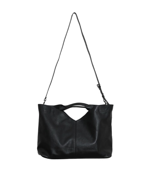 YArKA（ヤーカ）の「【YArKA/ヤーカ】real leather change shape 2way bag [wam9] / リアルレザー変形底2way バッグ（トートバッグ・レディース・ブラック・FREE）」の2枚目の写真