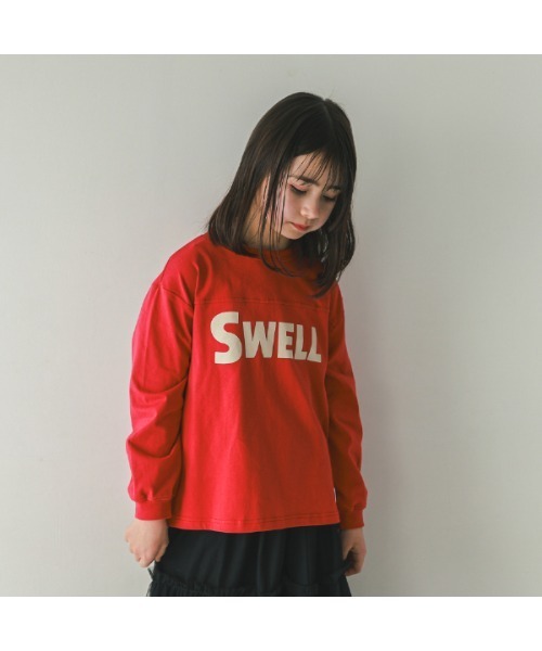 jeans-b（ジーンズベー）の「ジーンズベー SWELL　ロングＴシャツ（Tシャツ/カットソー・キッズ・サンドベージュ/レッド/チャコールグレー・140cm/150cm/160cm/130cm）」の3枚目の写真