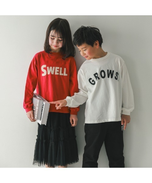 jeans-b（ジーンズベー）の「ジーンズベー SWELL　ロングＴシャツ（Tシャツ/カットソー・キッズ・サンドベージュ/レッド/チャコールグレー・140cm/150cm/160cm/130cm）」の14枚目の写真