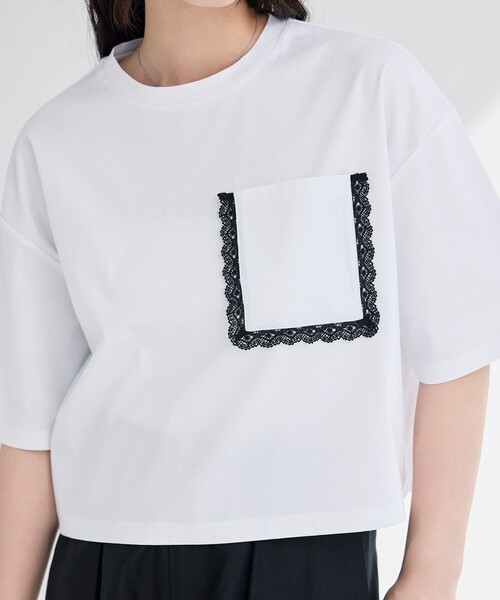 BIANCA（ビアンカ）の「【デイリーユース】ポケットレースカットソー（Tシャツ/カットソー・レディース・ホワイト・38）」の2枚目の写真