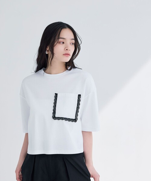 BIANCA（ビアンカ）の「【デイリーユース】ポケットレースカットソー（Tシャツ/カットソー・レディース・ホワイト・38）」の6枚目の写真