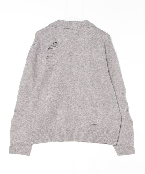 MandO（Auntie Rosa）（エムオー）の「ダメージニットスキッパー/ニットポロ（ニット/セーター・メンズ・ブラック/グレー・LARGE/MEDIUM）」の3枚目の写真