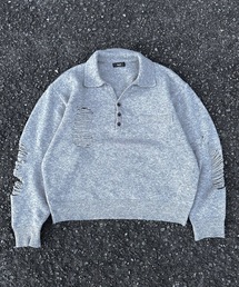 MandO（Auntie Rosa） | ダメージニットスキッパー/ニットポロ(ニット/セーター)