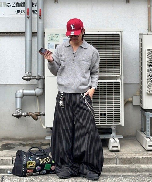 MandO（Auntie Rosa）（エムオー）の「ダメージニットスキッパー/ニットポロ（ニット/セーター・メンズ・ブラック/グレー・LARGE/MEDIUM）」の7枚目の写真