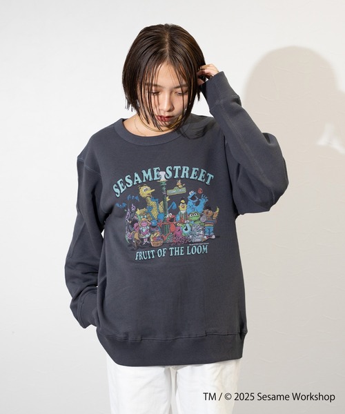 FRUIT OF THE LOOM(フルーツオブザルーム)の「【FRUIT OF THE LOOM】SESAME STREET×FTL ロングスリーブ甘編/セサミコラボ/プルオーバー(スウェット・メンズ・アイボリー/ブラック・S/L/M)」の8枚目の写真