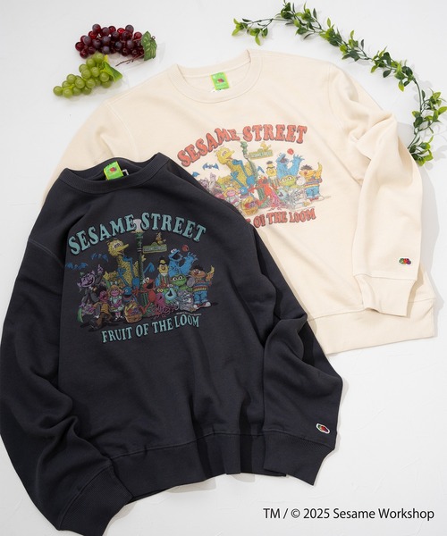 FRUIT OF THE LOOM(フルーツオブザルーム)の「【FRUIT OF THE LOOM】SESAME STREET×FTL ロングスリーブ甘編/セサミコラボ/プルオーバー(スウェット・メンズ・アイボリー/ブラック・S/L/M)」の7枚目の写真