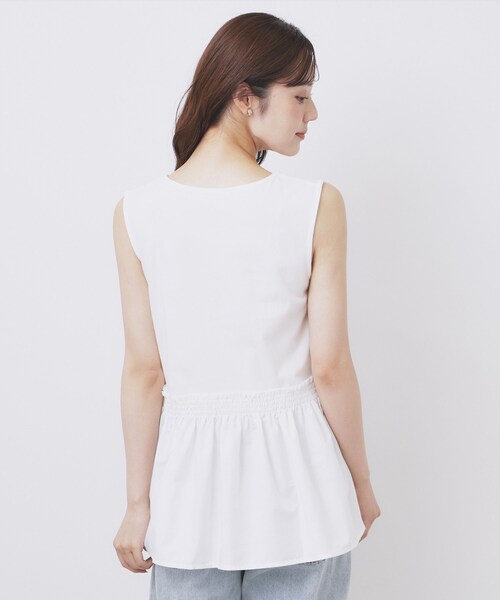index（インデックス）の「ノースリペプラムドッキングトップス【洗濯機洗い可/接触冷感】（Tシャツ/カットソー・レディース・オフホワイト/ブラック・36/38/40/42）」の13枚目の写真