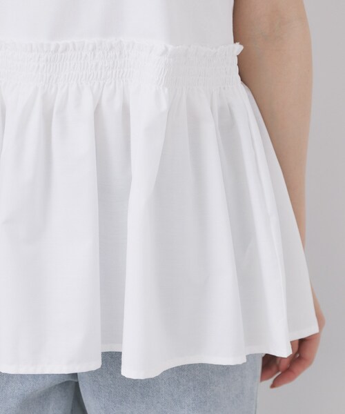 index（インデックス）の「ノースリペプラムドッキングトップス【洗濯機洗い可/接触冷感】（Tシャツ/カットソー・レディース・オフホワイト/ブラック・36/38/40/42）」の16枚目の写真