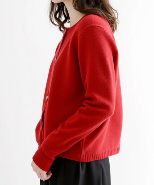 cammie(キャミー)の「シンプルニットカーディガン(カーディガン/ボレロ・レディース・ダークグレー/レッド/グレイッシュベージュ/ブラック・LARGE/MEDIUM)」の14枚目の写真