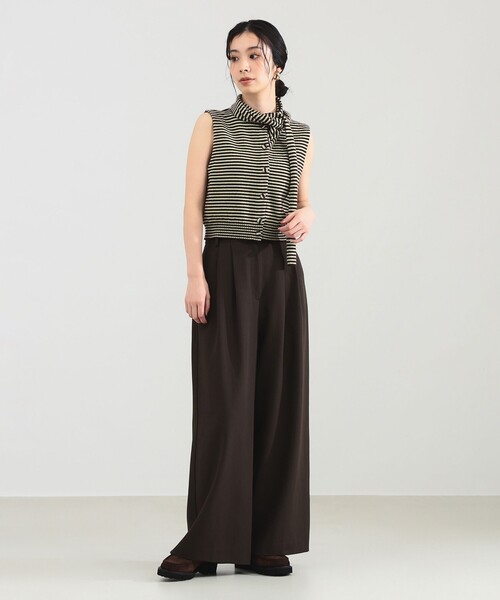 TAN(タン)の「TAN / カシミヤ ストライプ スカーフベスト(ベスト・レディース・ブラック/ブラウン系その他4/ワイン・ONE SIZE)」の14枚目の写真