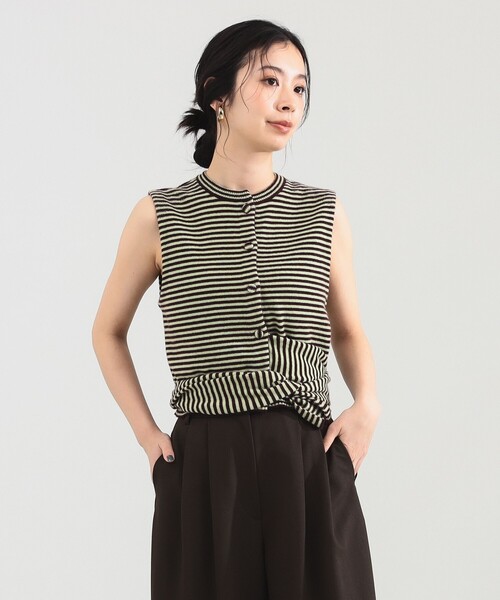 TAN(タン)の「TAN / カシミヤ ストライプ スカーフベスト(ベスト・レディース・ブラック/ブラウン系その他4/ワイン・ONE SIZE)」の17枚目の写真