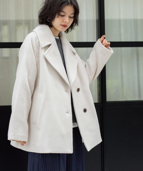 OPAQUE.CLIP（オペークドットクリップ）の「カシミヤブレンドウールミドルピーコート（ピーコート・レディース・ベージュ/ネイビー/オフホワイト・36/38/40/42）」の16枚目の写真