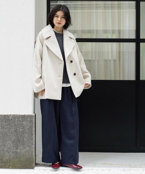 OPAQUE.CLIP（オペークドットクリップ）の「カシミヤブレンドウールミドルピーコート（ピーコート・レディース・ベージュ/ネイビー/オフホワイト・36/38/40/42）」の11枚目の写真