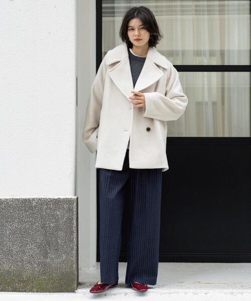 OPAQUE.CLIP（オペークドットクリップ）の「カシミヤブレンドウールミドルピーコート（ピーコート・レディース・ベージュ/ネイビー/オフホワイト・36/38/40/42）」の12枚目の写真