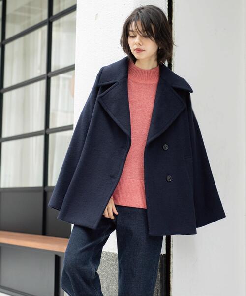 OPAQUE.CLIP（オペークドットクリップ）の「カシミヤブレンドウールミドルピーコート（ピーコート・レディース・ベージュ/ネイビー/オフホワイト・36/38/40/42）」の6枚目の写真