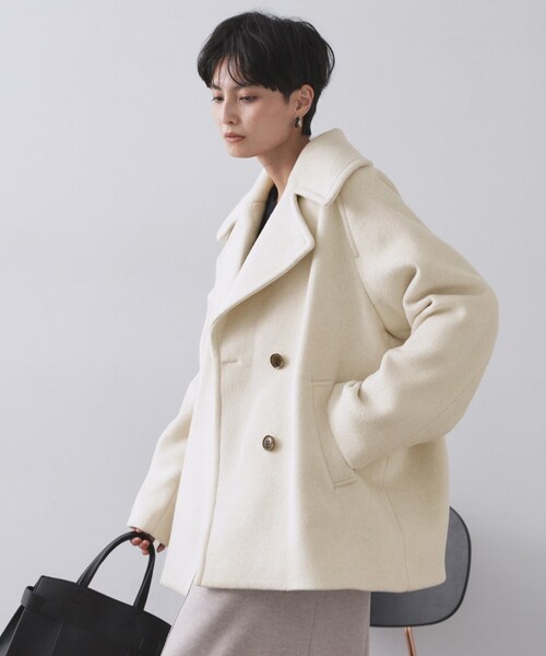 OPAQUE.CLIP（オペークドットクリップ）の「カシミヤブレンドウールミドルピーコート（ピーコート・レディース・ベージュ/ネイビー/オフホワイト・36/38/40/42）」の13枚目の写真