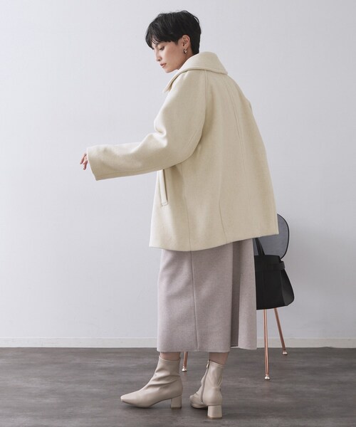 OPAQUE.CLIP（オペークドットクリップ）の「カシミヤブレンドウールミドルピーコート（ピーコート・レディース・ベージュ/ネイビー/オフホワイト・36/38/40/42）」の15枚目の写真