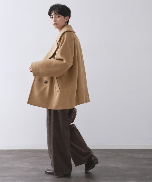 OPAQUE.CLIP（オペークドットクリップ）の「カシミヤブレンドウールミドルピーコート（ピーコート・レディース・ベージュ/ネイビー/オフホワイト・36/38/40/42）」の21枚目の写真