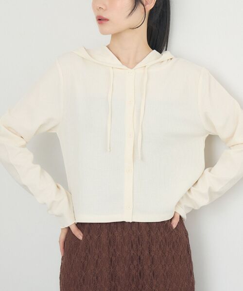 RETRO GIRL（レトロガール）の「フード付CTカーデ（カーディガン/ボレロ・レディース・ホワイト系その他/ナチュラル/ブラック系その他3/ライトグレー・FREE）」の4枚目の写真