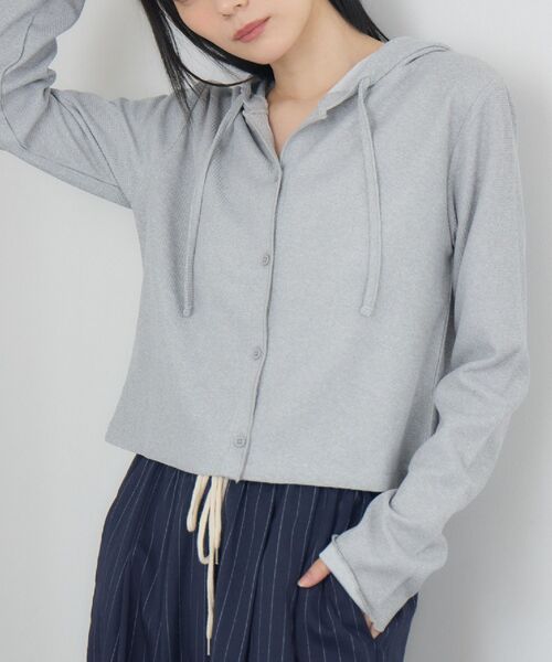 RETRO GIRL（レトロガール）の「フード付CTカーデ（カーディガン/ボレロ・レディース・ホワイト系その他/ナチュラル/ブラック系その他3/ライトグレー・FREE）」の3枚目の写真
